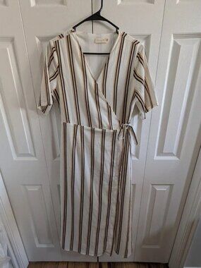 Roolee Striped Wrap Dress - M